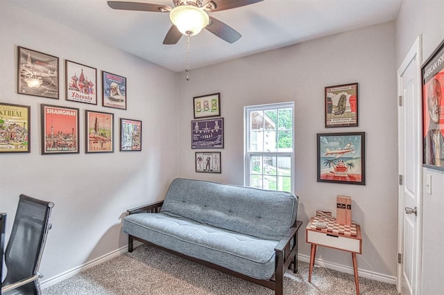 1621 NW 18th St, Oklahoma City, OK 73106 - living area featuring ceiling fan and carpet flooring