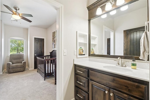 12505 Shady Gln, Choctaw, OK 73020 - bathroom featuring vanity and a ceiling fan