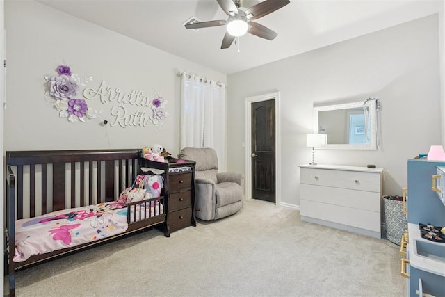 12505 Shady Gln, Choctaw, OK 73020 - bedroom featuring light carpet and a ceiling fan