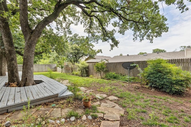 2416 Chimney Hill Ct, Edmond, OK 73034 - fenced backyard featuring a wooden deck