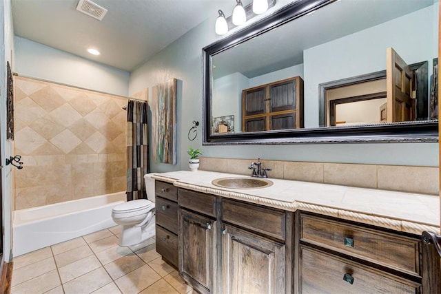4225 Red Bud Pl, Edmond, OK 73013 - full bathroom featuring vanity, shower / bath combination with curtain, and tile patterned floors