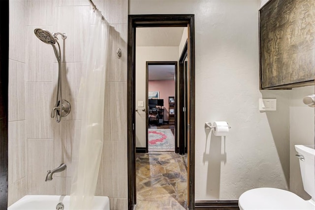 4225 Red Bud Pl, Edmond, OK 73013 - bathroom featuring toilet and shower / tub combo with curtain