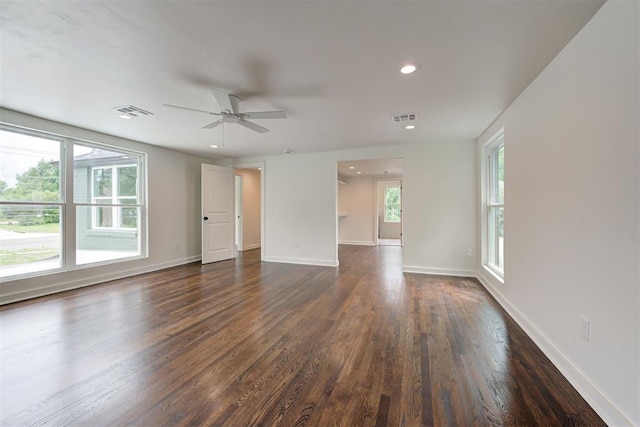 2836 NW 43rd St, Oklahoma City, OK 73112 - empty room with dark wood-type flooring, recessed lighting, and ceiling fan