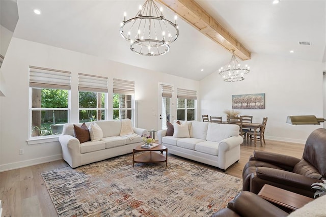 200 Pont Neuf Ct, Edmond, OK 73034 - living area featuring a chandelier, light wood-style flooring, and recessed lighting