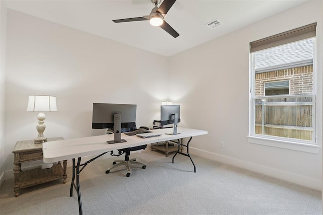 200 Pont Neuf Ct, Edmond, OK 73034 - carpeted office featuring baseboards and ceiling fan