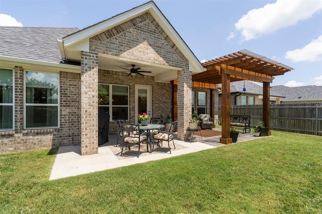 200 Pont Neuf Ct, Edmond, OK 73034 - view of patio / terrace featuring ceiling fan and a pergola