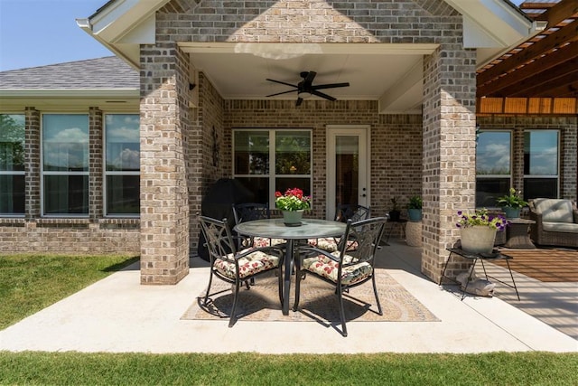 200 Pont Neuf Ct, Edmond, OK 73034 - view of patio with ceiling fan and outdoor dining space