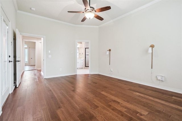 1008 Trisha Ln, Norman, OK 73072 - unfurnished room with ceiling fan, crown molding, and wood finished floors