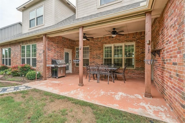 1008 Trisha Ln, Norman, OK 73072 - view of patio with a ceiling fan and a grill