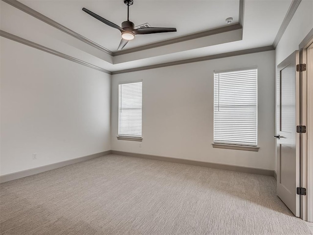 6609 NW 147th St, Oklahoma City, OK 73142 - spare room with a raised ceiling, ornamental molding, light carpet, and plenty of natural light