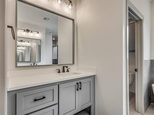 6609 NW 147th St, Oklahoma City, OK 73142 - bathroom with vanity and tile patterned floors