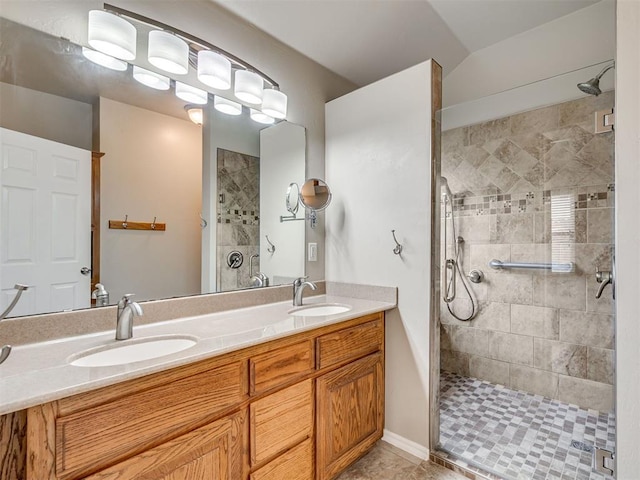 10808 Cheshire Ct, Yukon, OK 73099 - bathroom with tiled shower and double vanity