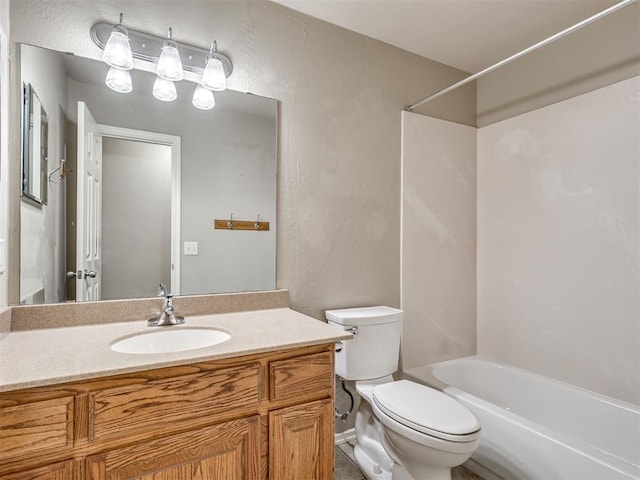 10808 Cheshire Ct, Yukon, OK 73099 - bathroom with vanity, shower / bath combination, and a textured wall