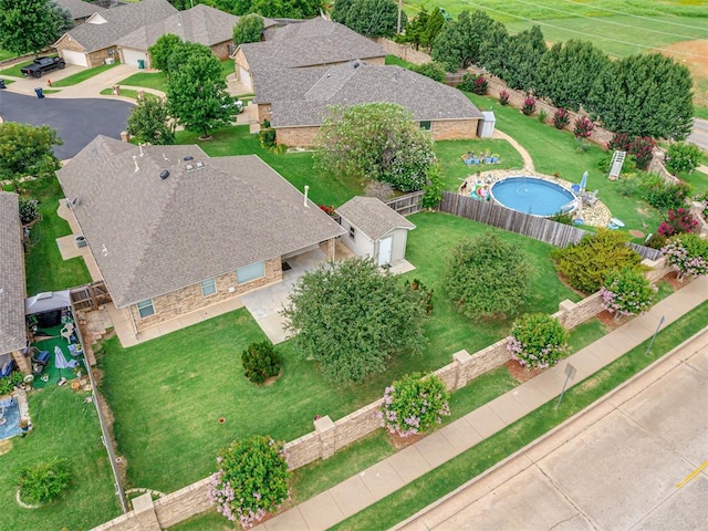 10808 Cheshire Ct, Yukon, OK 73099 - aerial view of property and surrounding area with a pool