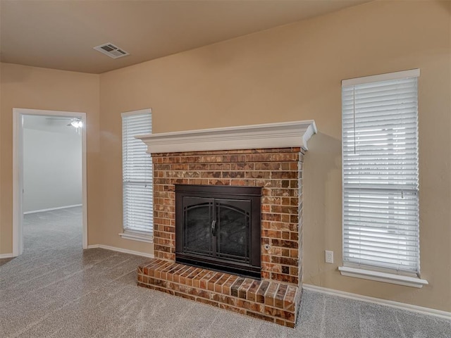 4513 SE 79th Ter, Oklahoma City, OK 73135 - detailed view of carpet floors and a brick fireplace