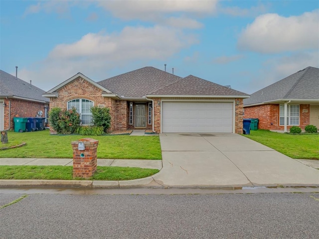 4513 SE 79th Ter, Oklahoma City, OK 73135 - single story home with an attached garage, a front yard, driveway, and brick siding