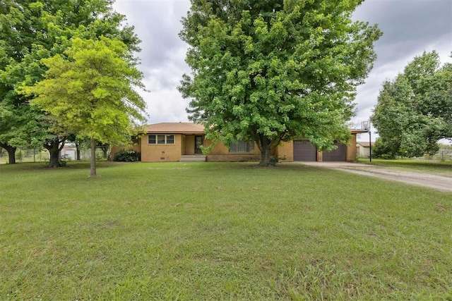 104951 S 3440th Rd, Meeker, OK 74855 - view of front of house with a garage, driveway, and a front yard
