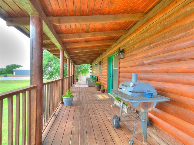 15701 S Pennsylvania Ave, Oklahoma City, OK 73170 - wooden terrace featuring grilling area