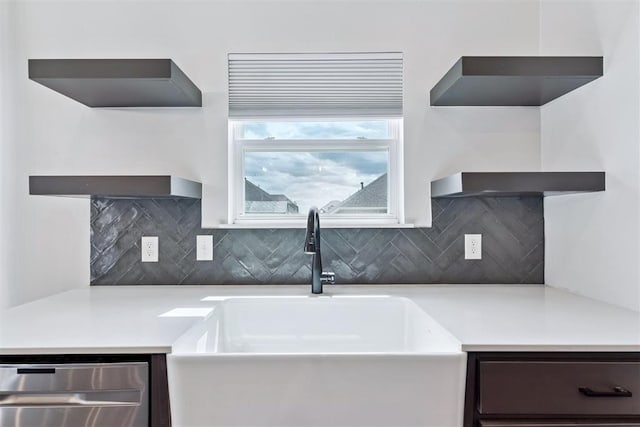 808 Scully Rd, Yukon, OK 73099 - kitchen with dishwasher, decorative backsplash, and light countertops