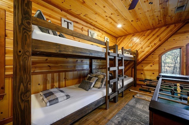 123 Hemlock Grove Rd, Hochatown, OK 74728 - bedroom with wood walls, wood finished floors, and wood ceiling