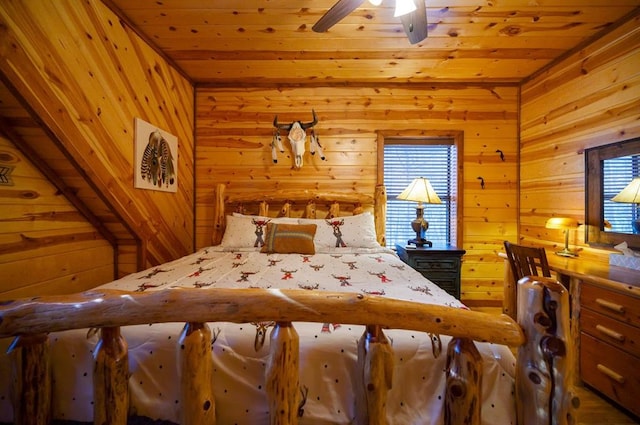 123 Hemlock Grove Rd, Hochatown, OK 74728 - bedroom with wood ceiling and wooden walls