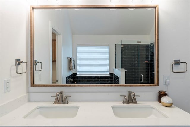 15921 Bison Dr, Moore, OK 73170 - full bathroom with double vanity and a stall shower