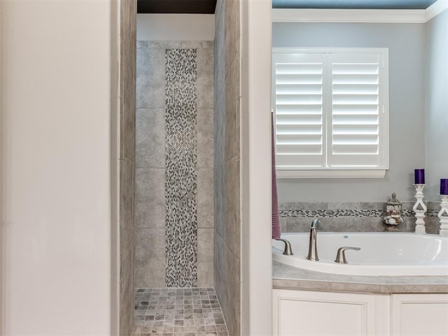 13308 NW 6th St, Yukon, OK 73099 - bathroom with a tile shower and a garden tub