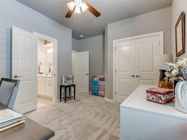 13308 NW 6th St, Yukon, OK 73099 - home office with light carpet and ceiling fan