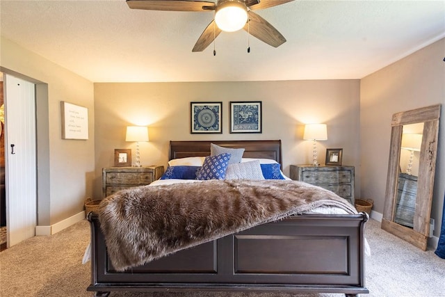 19277 E 1220th Rd, Sayre, OK 73662 - bedroom featuring light colored carpet and a ceiling fan