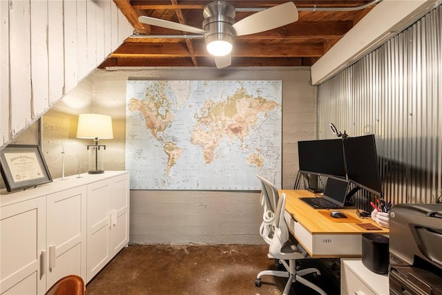 19277 E 1220th Rd, Sayre, OK 73662 - office space with unfinished concrete floors and ceiling fan