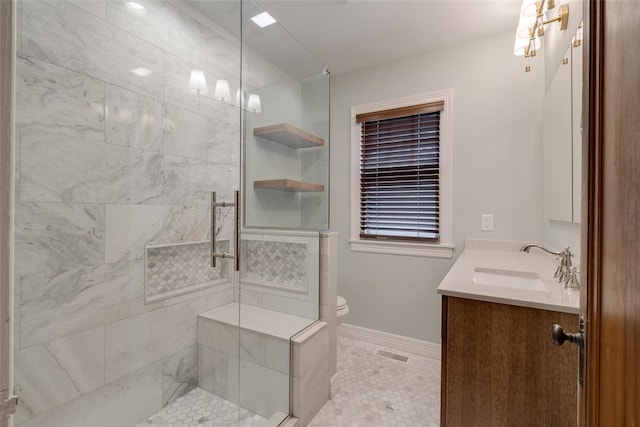 217 NW 30th St, Oklahoma City, OK 73118 - bathroom with double vanity, a tile shower, and tile patterned flooring