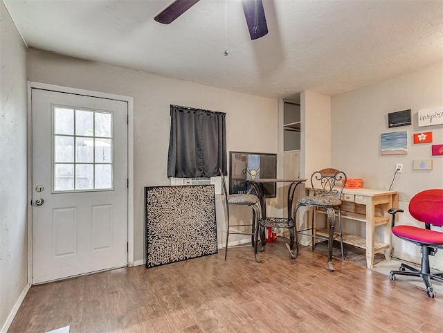 4603 N Wheeler Ave, Bethany, OK 73008 - recreation room with wood finished floors and a ceiling fan