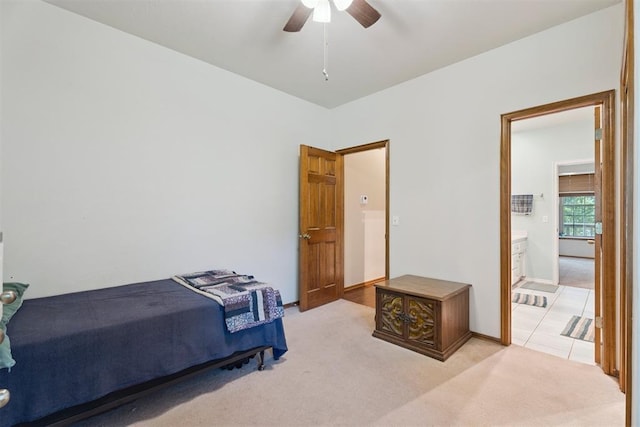 14601 Billy Dr, Edmond, OK 73034 - bedroom with light carpet and ceiling fan