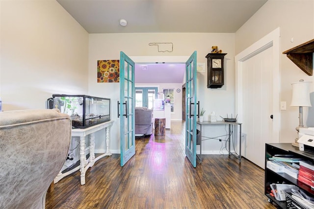 14716 Turkey Hills Rd, Newalla, OK 74857 - office area with french doors and wood finished floors