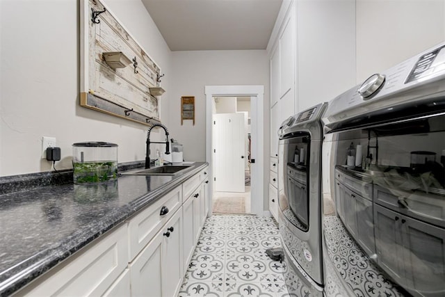 14716 Turkey Hills Rd, Newalla, OK 74857 - laundry room with a sink and washer and clothes dryer