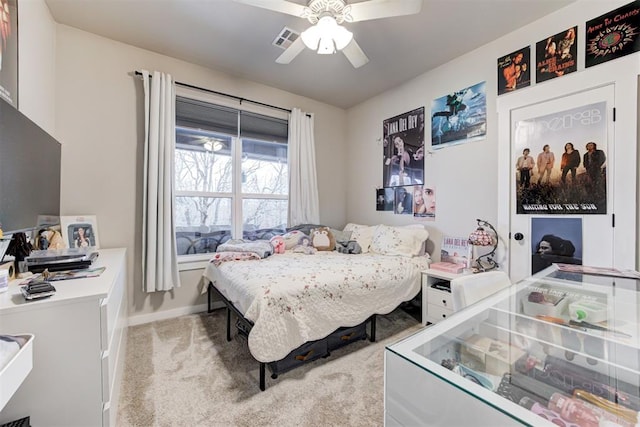 14716 Turkey Hills Rd, Newalla, OK 74857 - bedroom with light carpet and ceiling fan