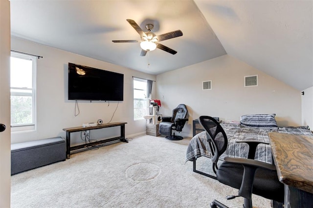 14716 Turkey Hills Rd, Newalla, OK 74857 - carpeted office space featuring ceiling fan and vaulted ceiling