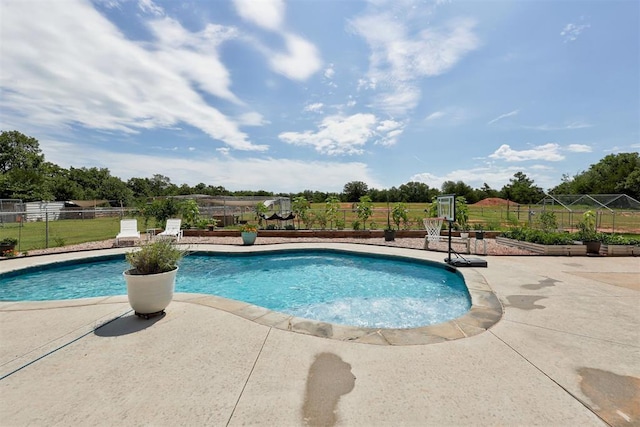 14716 Turkey Hills Rd, Newalla, OK 74857 - view of swimming pool with a fenced backyard and a patio area
