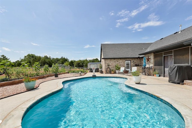 14716 Turkey Hills Rd, Newalla, OK 74857 - swimming pool featuring grilling area and a patio area