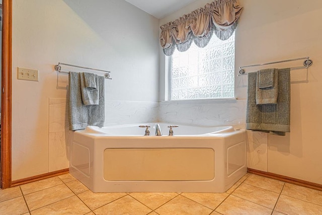 105 Kimberling Dr, Moore, OK 73160 - full bathroom with a garden tub and tile patterned flooring