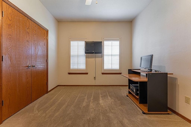 105 Kimberling Dr, Moore, OK 73160 - unfurnished office with light colored carpet and ceiling fan