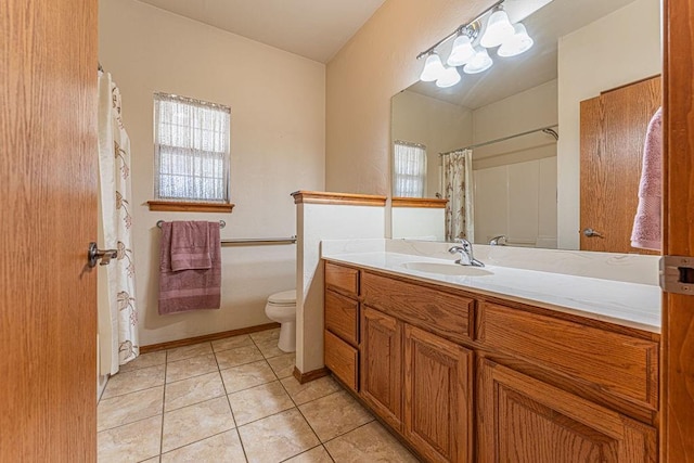 105 Kimberling Dr, Moore, OK 73160 - full bath featuring vanity, tile patterned flooring, a shower with shower curtain, and plenty of natural light