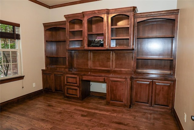 16721 Village Garden Dr, Edmond, OK 73012 - unfurnished office featuring dark wood finished floors and crown molding