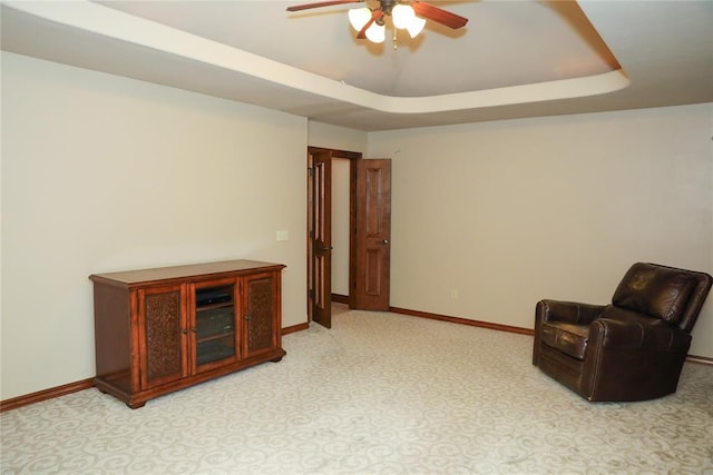 16721 Village Garden Dr, Edmond, OK 73012 - sitting room with ceiling fan and a raised ceiling