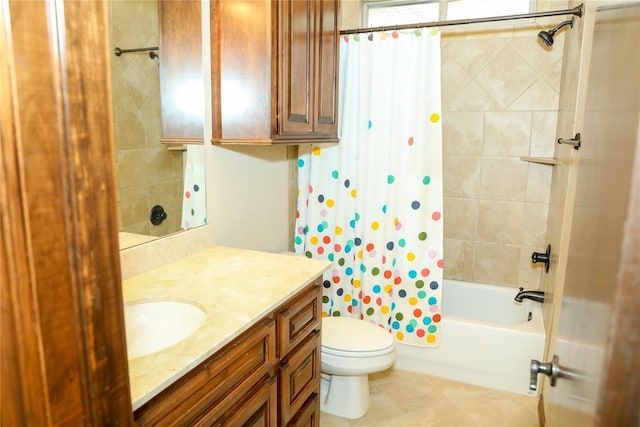 16721 Village Garden Dr, Edmond, OK 73012 - full bath with shower / bath combination with curtain, vanity, and tile patterned floors