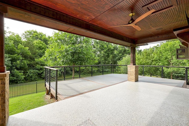 7600 Walk In The Park Dr, Edmond, OK 73034 - view of patio with ceiling fan and view of scattered trees