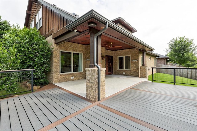 7600 Walk In The Park Dr, Edmond, OK 73034 - deck with a patio area and a ceiling fan