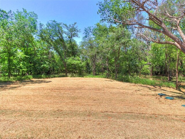 9070 Oak Tree Cir, Edmond, OK 73025 - view of yard featuring a wooded view