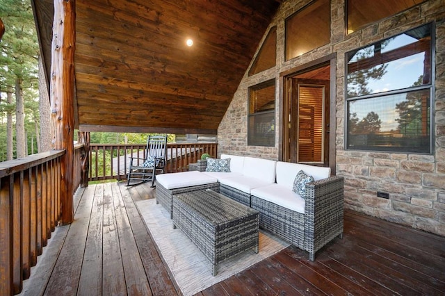 25 Paint Horse Cir, Broken Bow, OK 74728 - wooden deck featuring an outdoor living space
