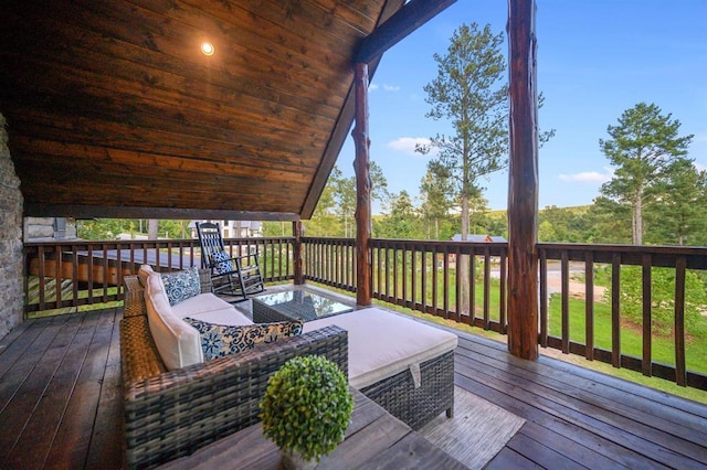 25 Paint Horse Cir, Broken Bow, OK 74728 - wooden deck featuring an outdoor living space